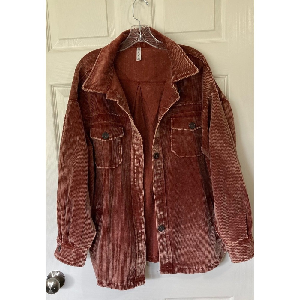 Zenana Terracotta Oversized Cotton Corduroy Jacket XL New Boho Rustic Fall Cozy